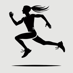 Runner in Motion Silhouette in black on a white background