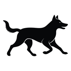 Black dog silhouette on white background
