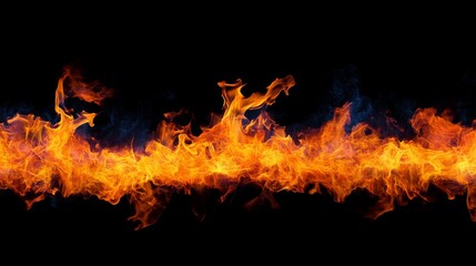 Fire flames on black background