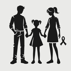 Family Silhouette in black on a white background