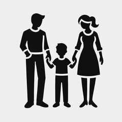 Family Silhouette in black on a white background