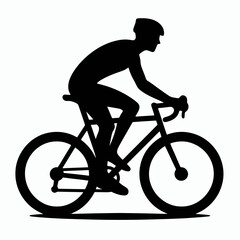  Cyclist Silhouette in black on a white background
