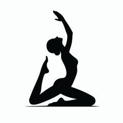 Yoga Pose Silhouette in black on a white background