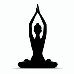 Yoga Pose Silhouette in black on a white background
