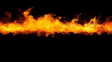Fire flames on black background