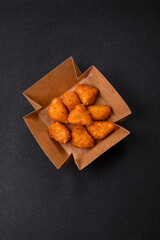 Brie cheese or camembert fries in breading, fast food, takeaway