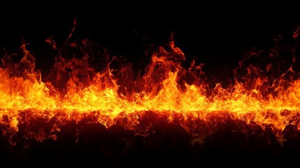 Fire flames on black background