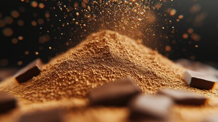 Chocolate powder explosion, cocoa, dark, dessert, studio, food photography