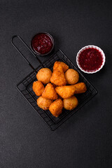 Brie cheese or camembert fries in breading, fast food, takeaway