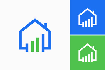 bar graph with home logo design vector