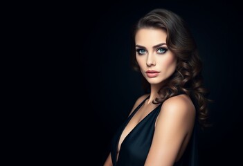 Fototapeta premium Glamorous woman in black evening gown