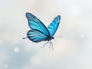 Obraz premium delicate blue butterfly on a watercolor background, , floral pattern