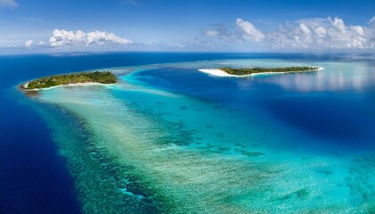 Obraz premium Generated image An aerial view of a crystal-clear turquoise ocean at midday, with vibrant coral reefs visible