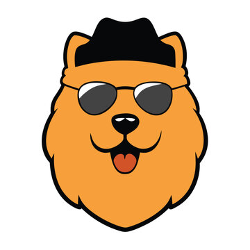 recommend clip art: Funny chow chow dog head vector art
