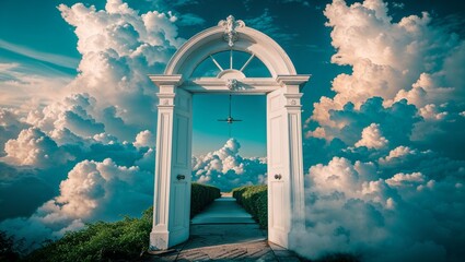 gate to paradise, clouds, heaven, religion, bible, death, resurrection, jesus christ