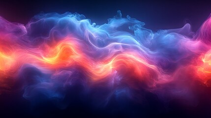 Obraz premium Neon colors illuminating dynamic glowing smoke wave formations illustration