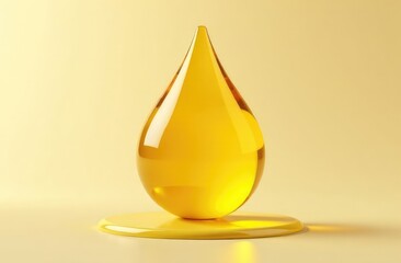 Fototapeta premium Olive or fuel Golden Oil drop, Cosmetic Liquid