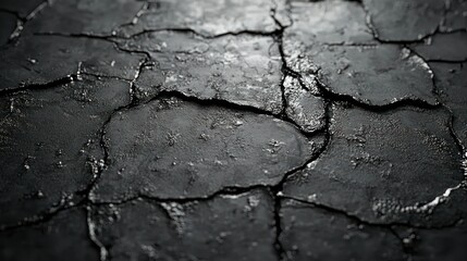 Cracked dark surface, texture background, studio shot, abstract design