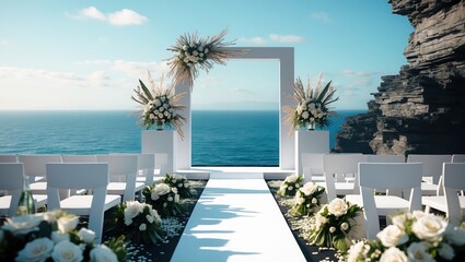 Fototapeta premium Elegant Oceanview Wedding Ceremony Setup
