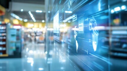 Global Retail Analytics: Futuristic Display in Supermarket