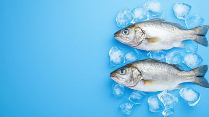Fresh fish on ice, ideal for seafood dishes and culinary presentations