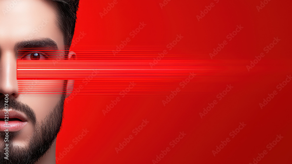 Aufkleber dynamic shot highlighting voice biometrics with red background