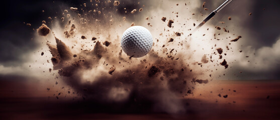 Golf, golf ball in a dynamic shot