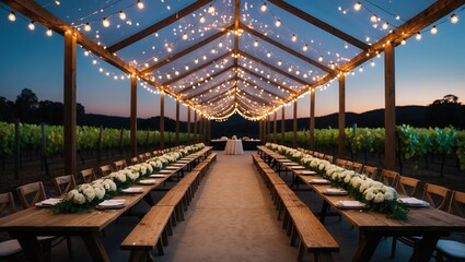 Elegant Outdoor Wedding Setup at Vineyard