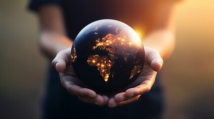 Fototapeta premium Cinematic Realm of Business with Blue Earth Illuminated, 青い地球が輝くビジネスのシネマティックの領域.Generative AI