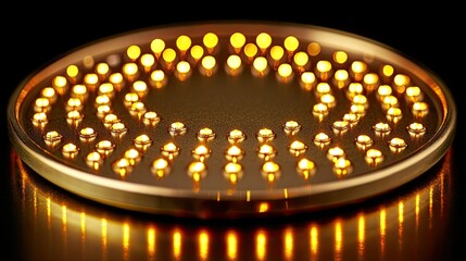 Obraz premium Circular Golden Panel Illuminated By Numerous Small Lights