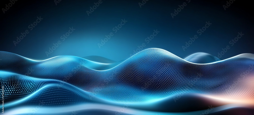 Aufkleber a stunning abstract representation of flowing waves, illuminated with vibrant blue tones against a d