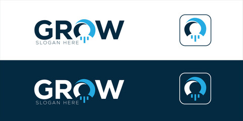 Modern Growth logo design wordmark graphic vector illustration. Symbol, icon, creative.