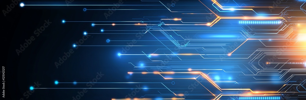 Poster abstract digital background with glowing lines and circuits, perfect for technology and futuristic t