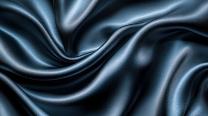 Obraz premium Dark blue silk draped fabric, studio backdrop, elegant waves, textile texture