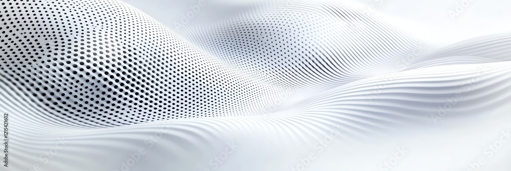 Poster abstract white waves with dotted patterns create a serene and modern background, perfect for digital