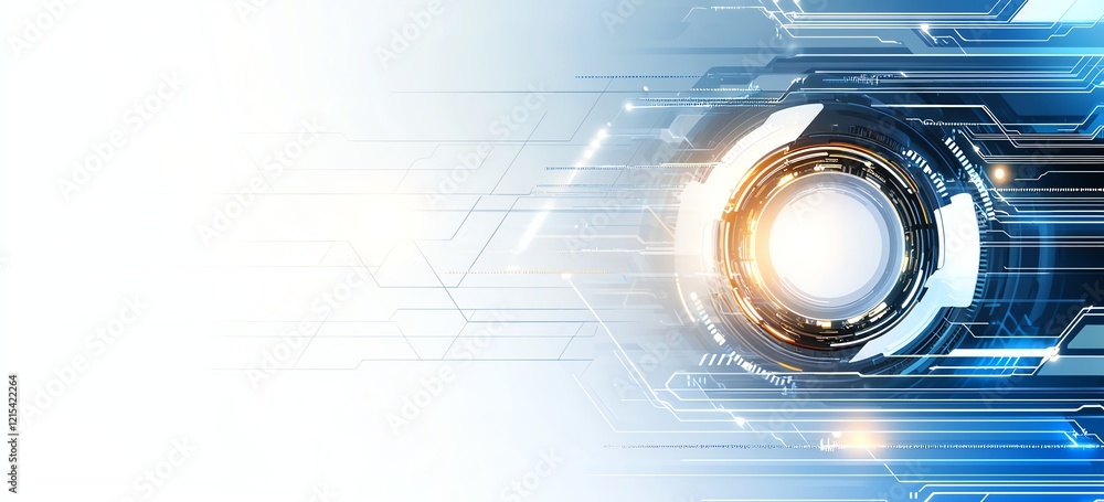 Poster futuristic technology background with abstract circuits and glowing elements, perfect for innovation