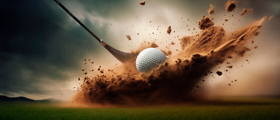 Golf, golf ball in a dynamic shot