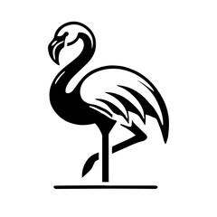 Stunning Vector Silhouette of a Flamingo, Highlighting Its Vibrant Plumage and Elegant Posture, Perfect for Wildlife, Nature, and Bird Art, Isolated on a Clean White Background