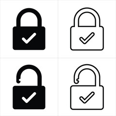 Lock icon set. Padlock open and closed. Locked and unlocked icon. Security symbol. Vector illustration.