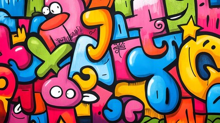 Colorful Abstract Geometric Art with Playful Shapes and Vibrant Patterns in Digital