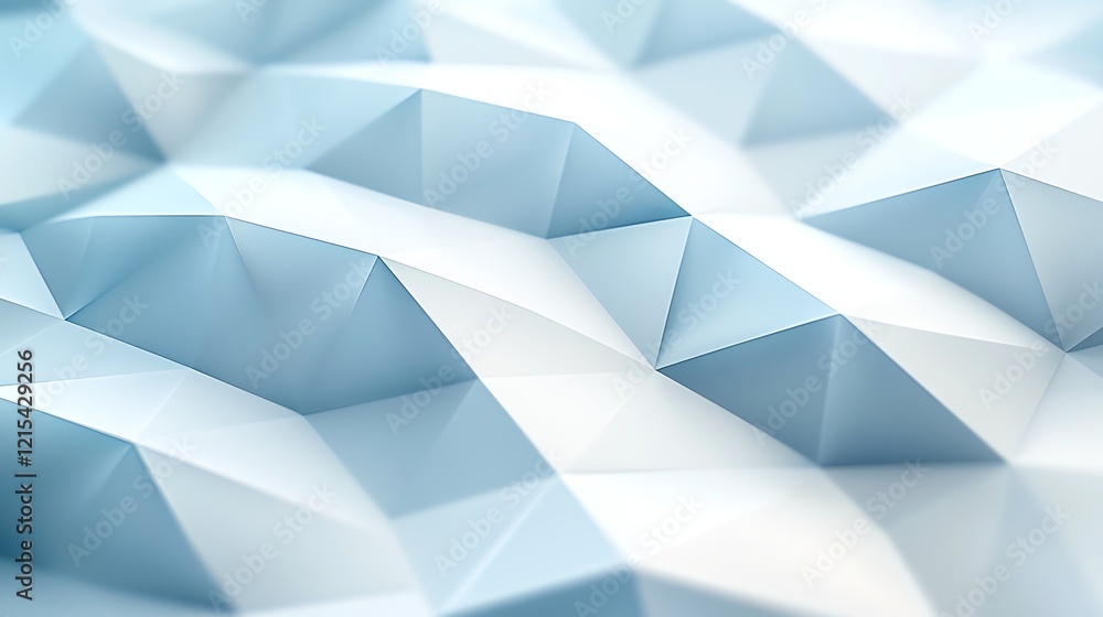 Poster an abstract design featuring a textured surface of light blue and white triangular patterns, creatin