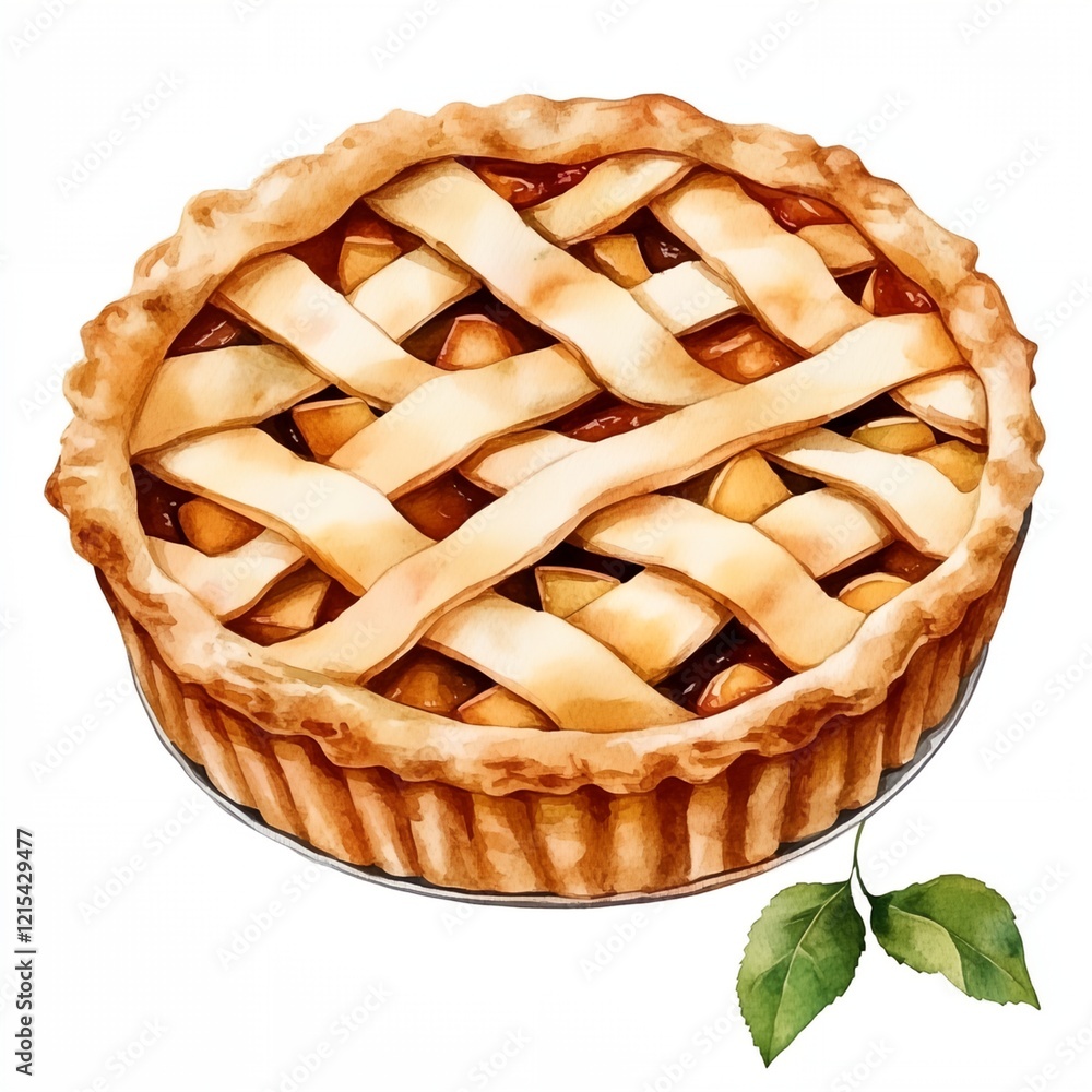 Poster pie with a lattice crust and a leaf on top