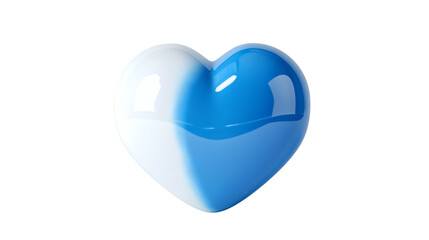 White with blue heart 3D render icon isolated on white background