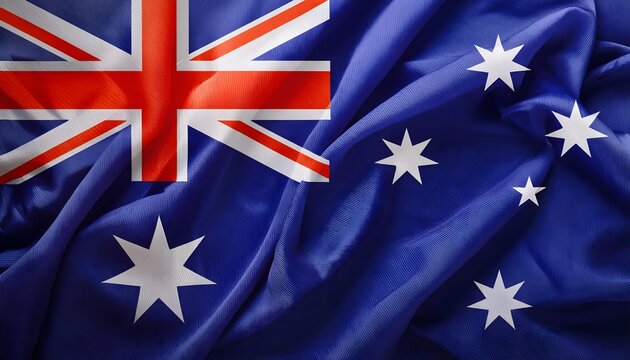 Vibrant Australia flag waving with luxurious satin texture - Patriotic and cultural symbol