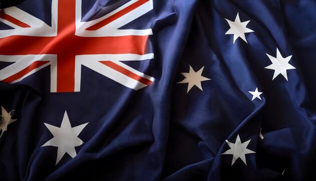 Vibrant Australia flag waving with luxurious satin texture - Patriotic and cultural symbol
