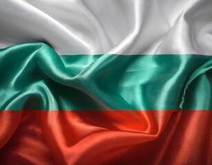 Vibrant Bulgaria flag waving with luxurious satin texture - Patriotic and cultural symbol