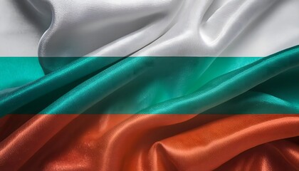 Obraz premium Vibrant Bulgaria flag waving with luxurious satin texture - Patriotic and cultural symbol