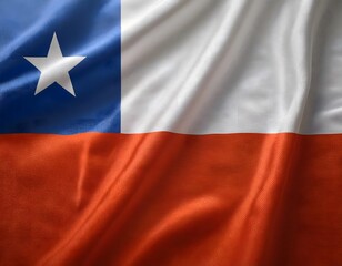 Naklejka premium Vibrant Chile flag waving with luxurious satin texture - Patriotic and cultural symbol