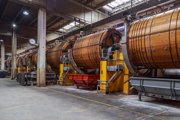 Workshop of leather making factory.