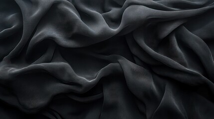 Fototapeta premium Draped dark fabric, textured background, studio shot, textile design